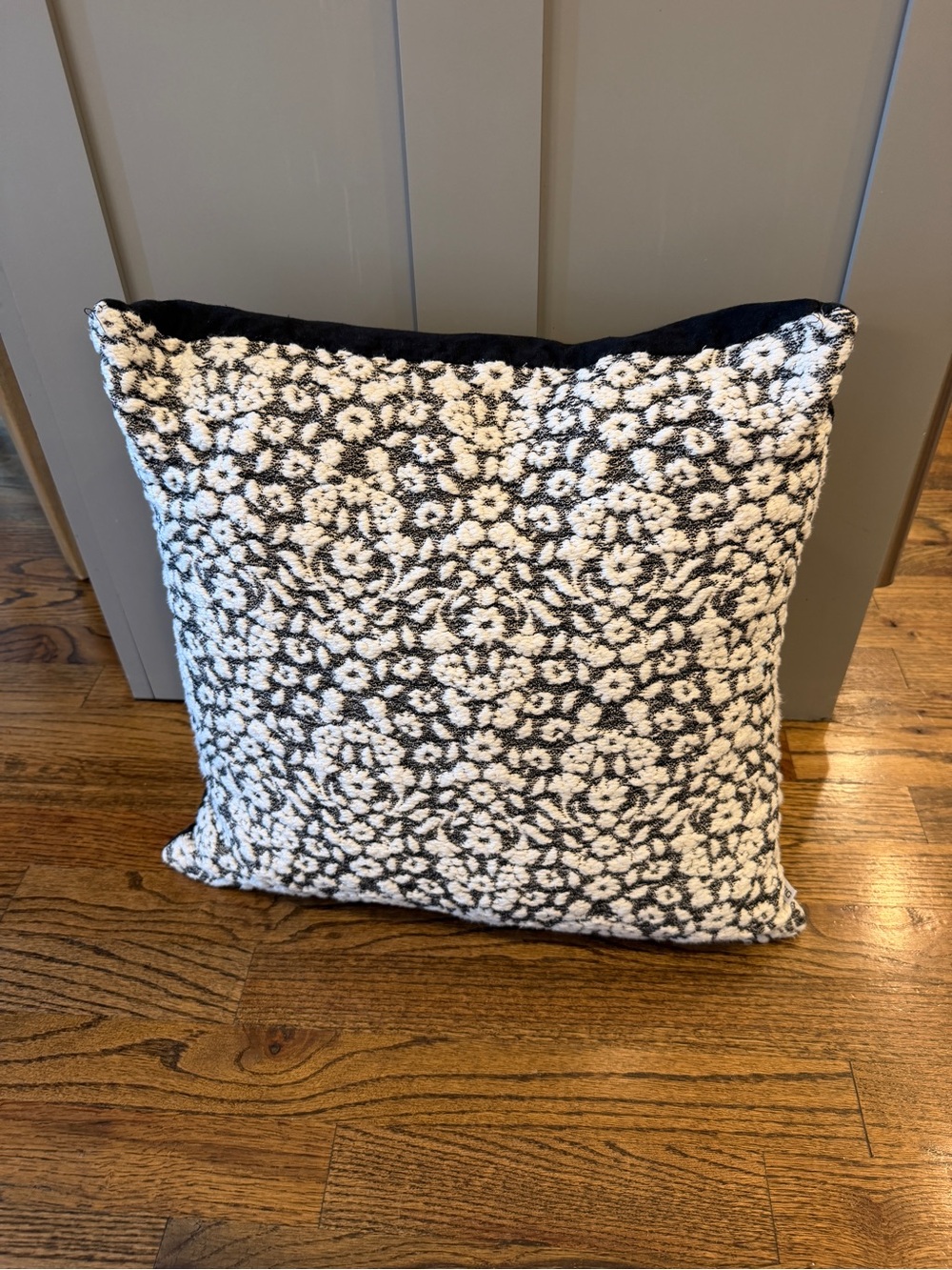 Amazon Black and White Floral Textured Accent Pillow